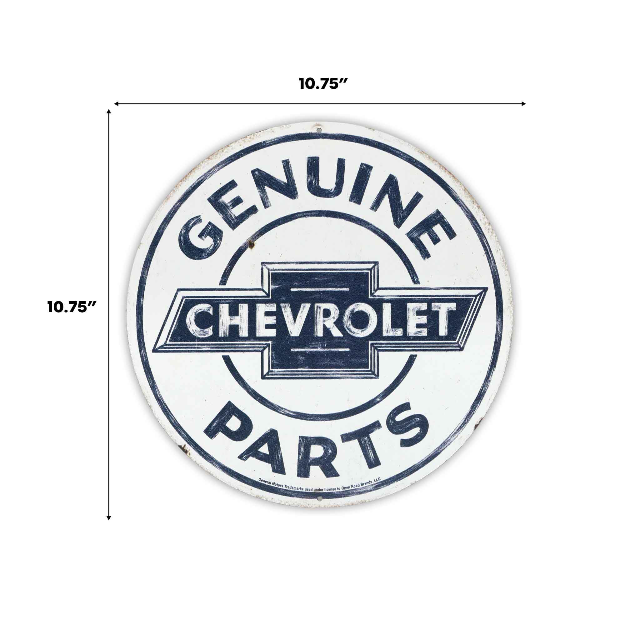 Open Road Brands Chevrolet Genuine Parts Round Metal Sign